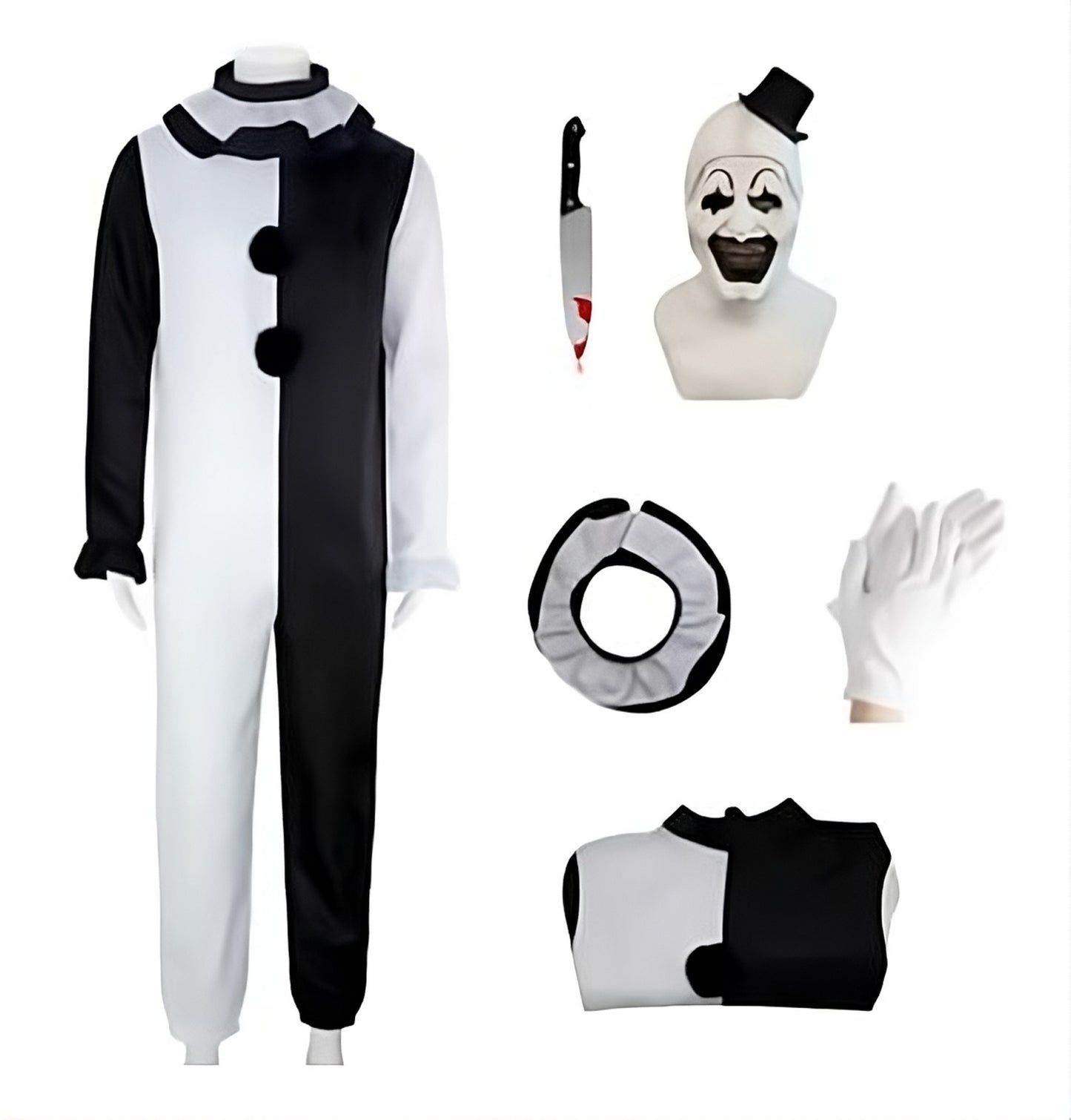 full set art the clown, terrifier, horror, night, mask halloween, costume